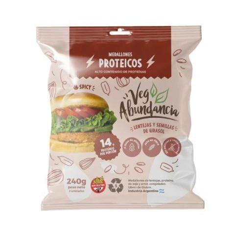 2 hamburguesas proteica spicy lentejas y semillas de zapallo